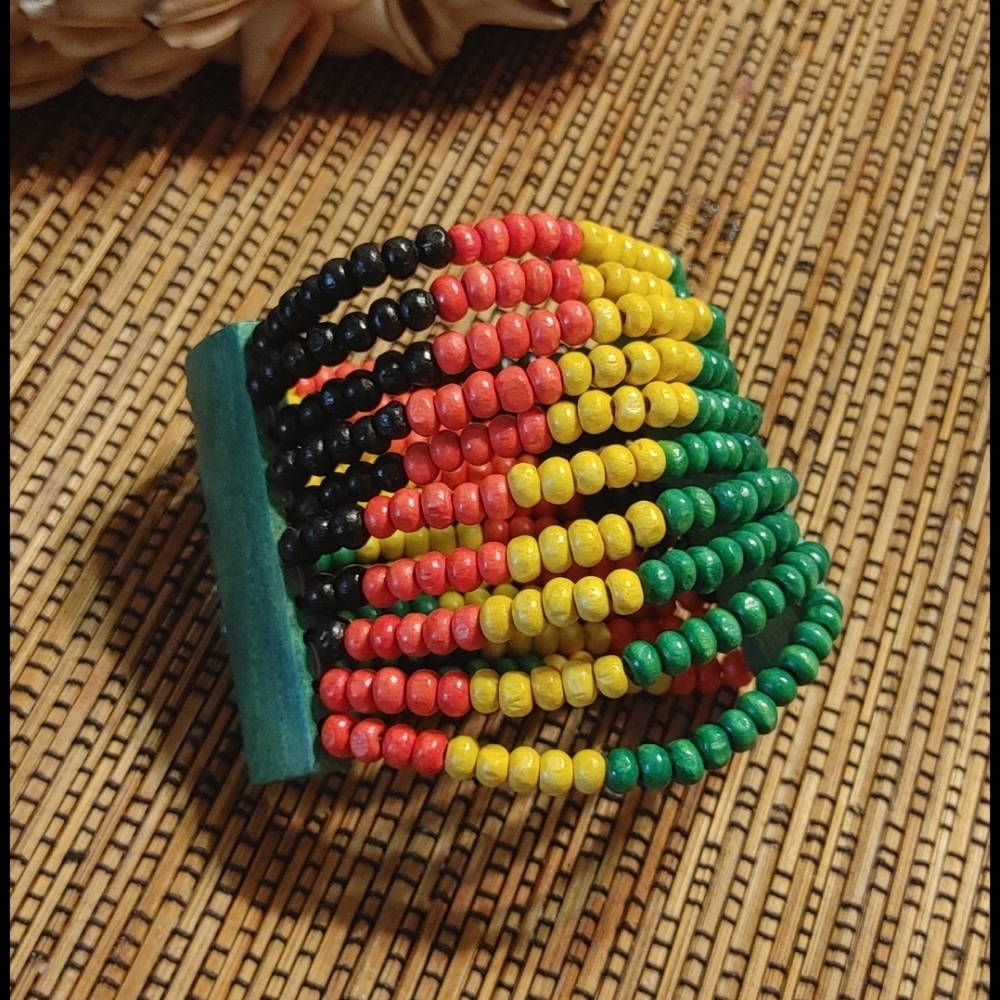 Natural Wood Bead Stretch Bracelet
